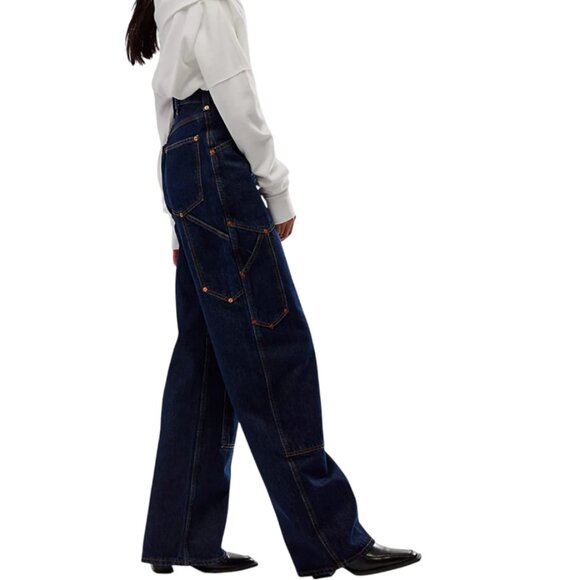NEW RE/DONE SUPER HIGH WORKWEAR JEANS WIDE LEG HERITAGE RINSE 25 RIGID COTTON - Picture 5 of 11